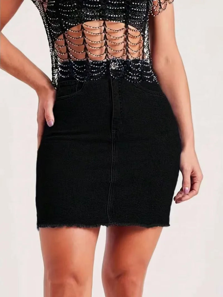 Denim rok met hoge taille