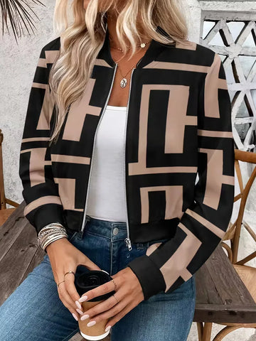 Bomberjack met geometrische print