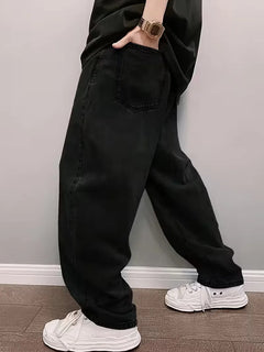 Loose fit jeans met mid-rise