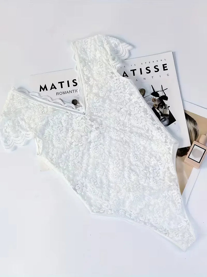 Kant bodysuit met V-hals