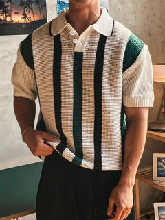Polo met V-neck en korte mouw