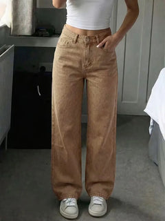 Straight jeans met mid-rise