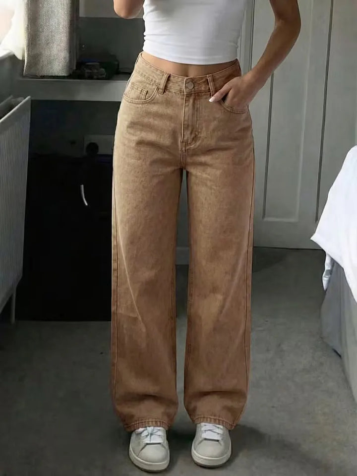 Straight jeans met mid-rise