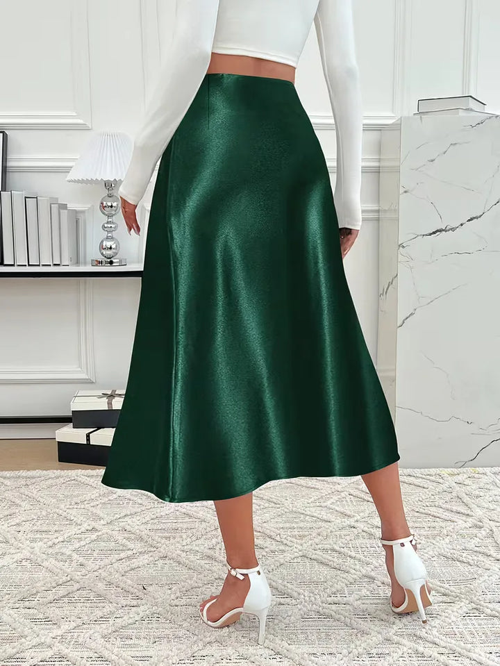 Satijnen rok met hoge taille