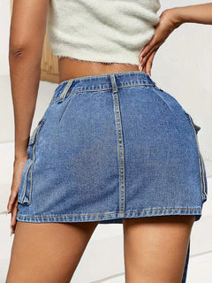 Denim rok met flapzakken