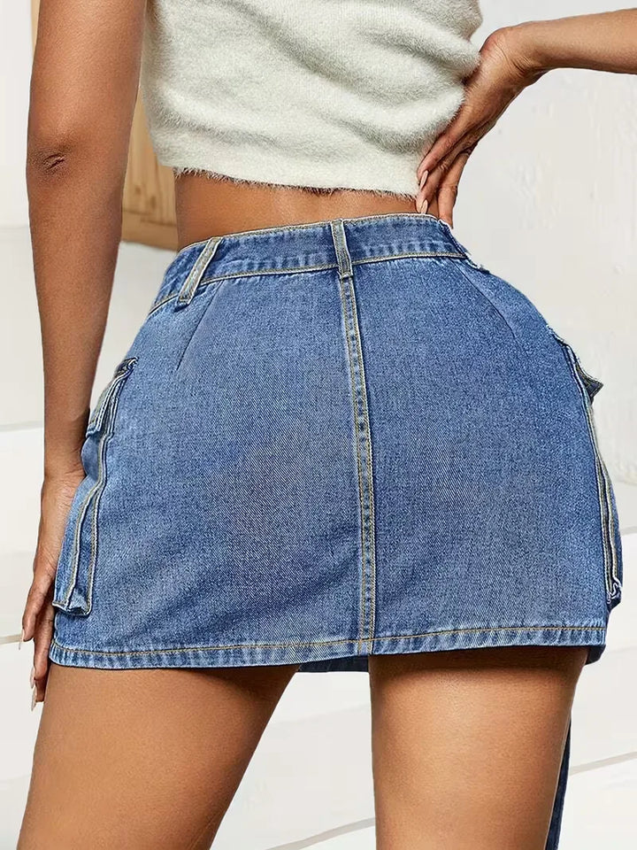 Denim rok met flapzakken