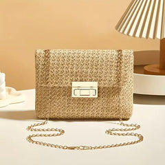 Woven clutch met gouden sluiting