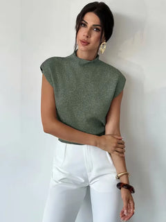 Mouwloos vest met mock neck