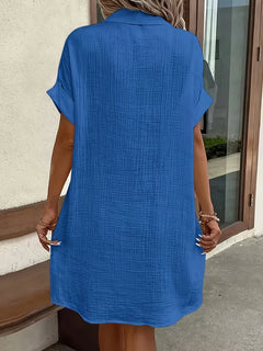 Overhemdjurk met V-neck en korte mouwen