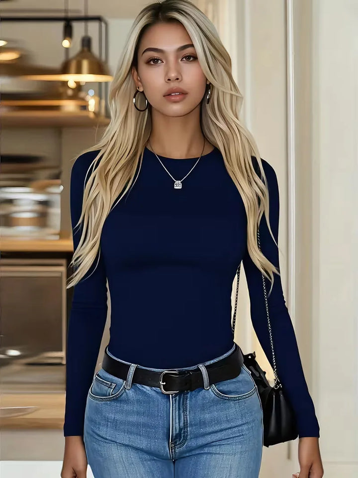 Slim fit T-shirt met lange mouwen