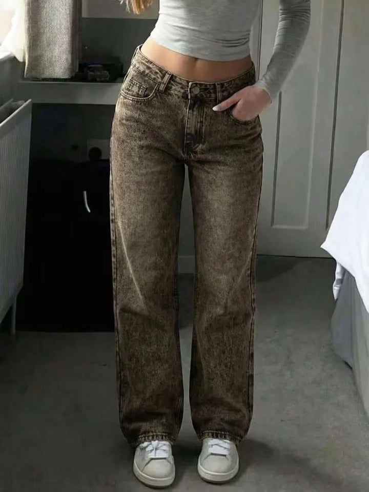 Straight jeans met mid-rise