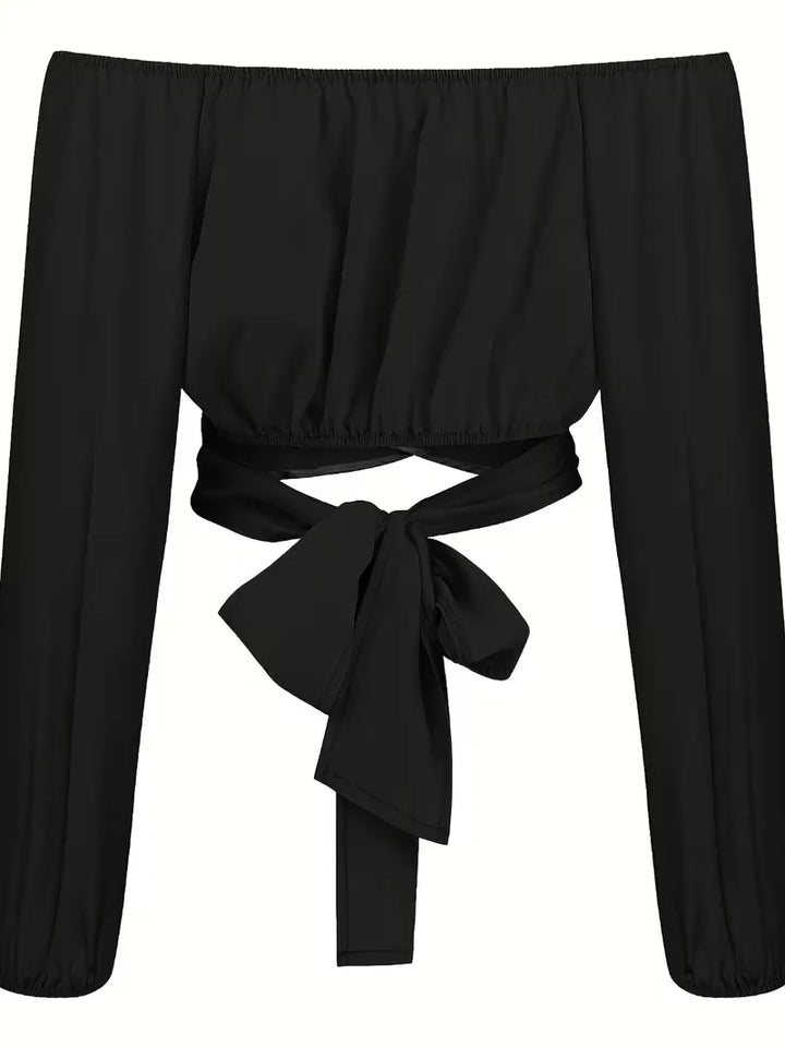 Off shoulder blouse met strik