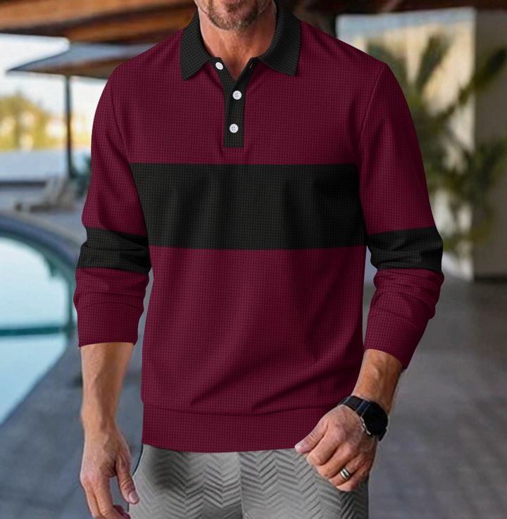 Thijs | Casualowa męska polo w paski z długim rękawem