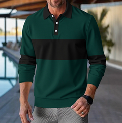 Thijs | Casualowa męska polo w paski z długim rękawem