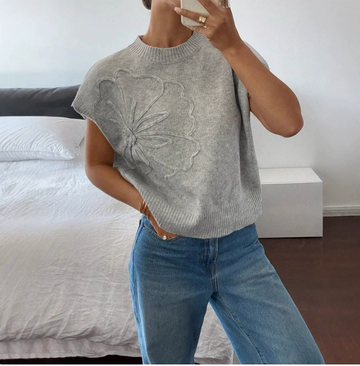 Casual trui met korte mouwen en ronde hals
