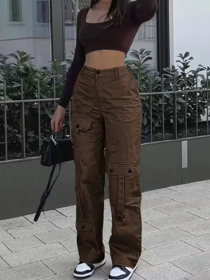 Cargo broek met hoge taille