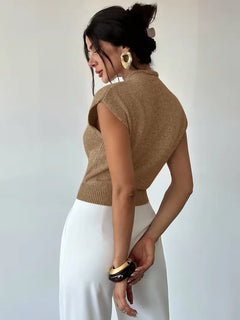 Mouwloos vest met mock neck
