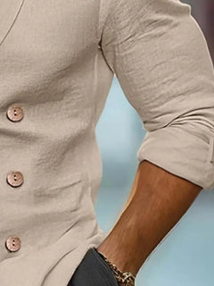 Slim fit blazer met houten knopen