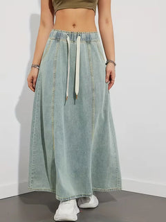 Denim rok met elastische tailleband