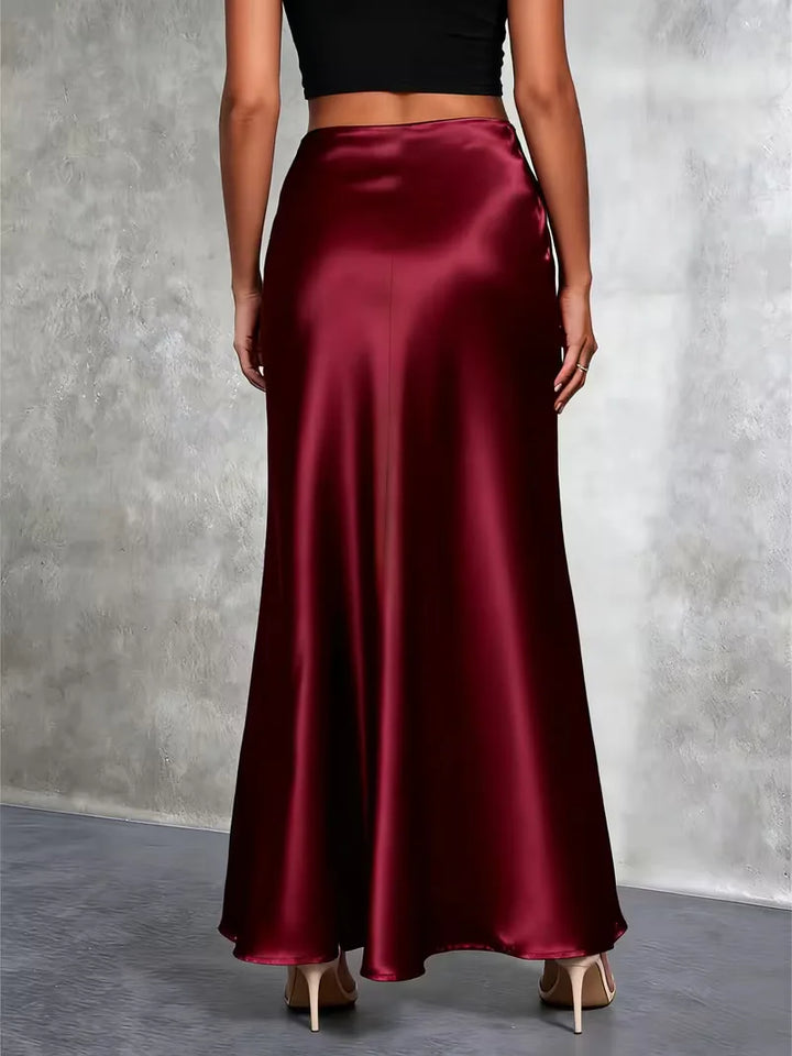 Satijnen rok met hoge taille
