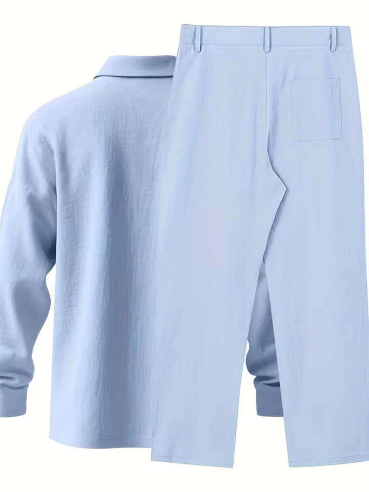 Linnen pak met mandarin collar