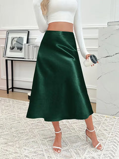 Satijnen rok met hoge taille
