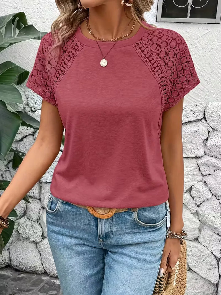 T-shirt met kantdetails korte mouw