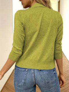 Paarse open-front cardigan 3/4 mouwen