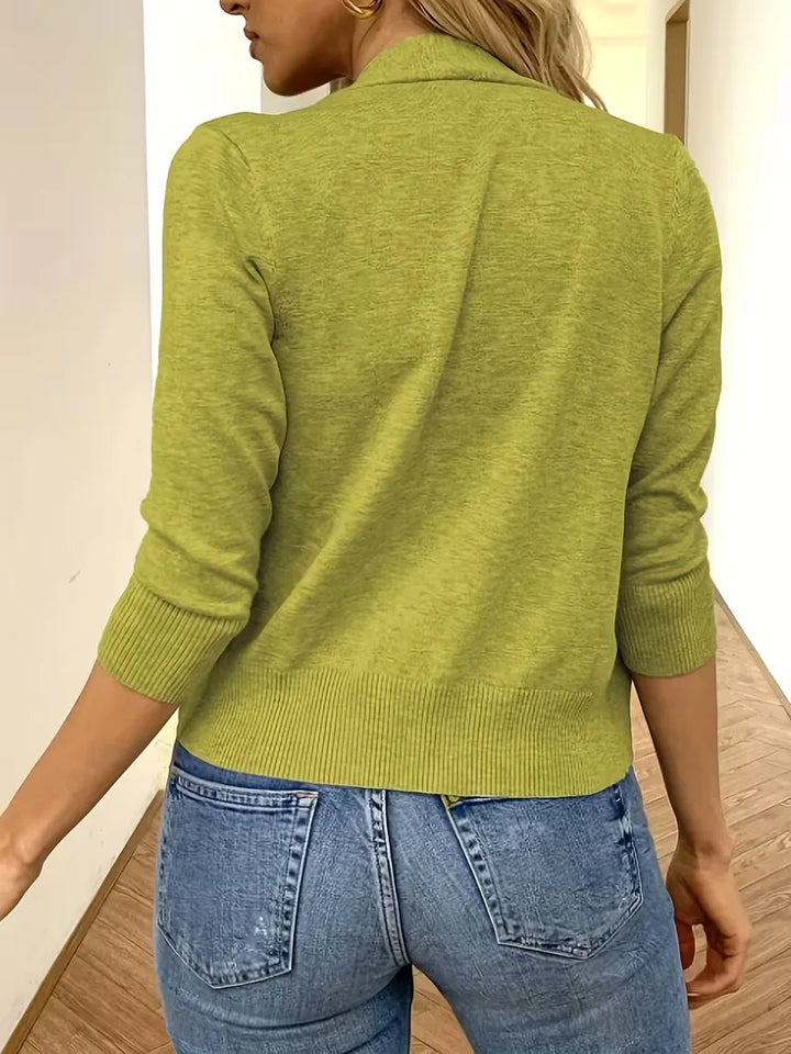 Paarse open-front cardigan 3/4 mouwen