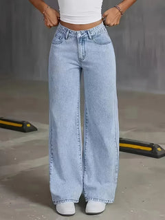 Wide leg jeans met hoge taille