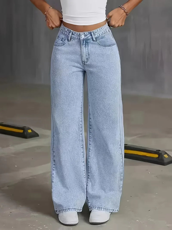 Wide leg jeans met hoge taille