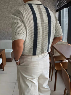 Polo met V-neck en korte mouw