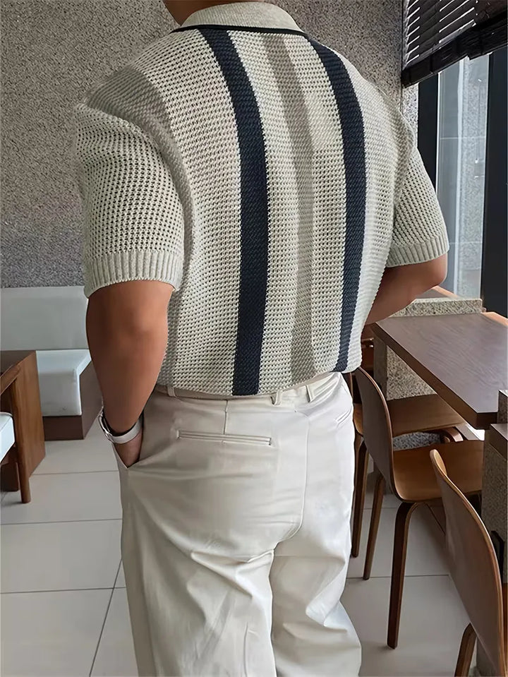 Polo met V-neck en korte mouw