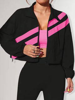 Track jacket met elastische manchetten