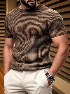 Casual heren T-shirt met jacquard patroon