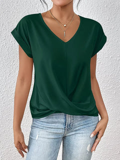 V-hals T-shirt met draped front