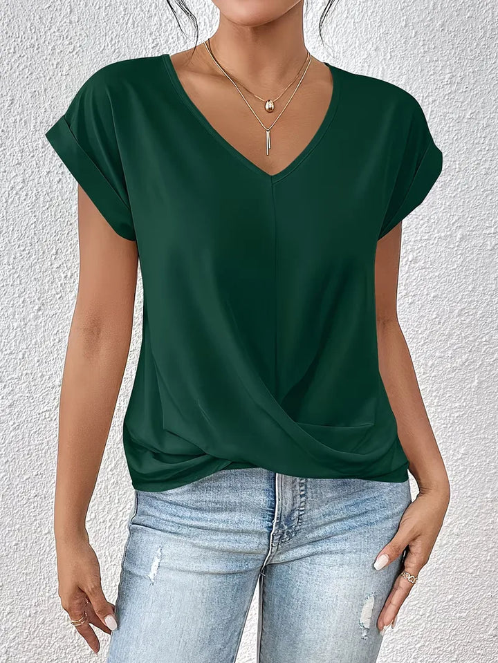 V-hals T-shirt met draped front