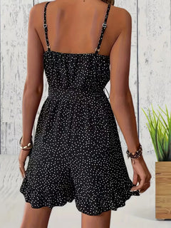 Playsuit met polka dot en V-hals