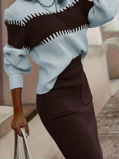 Tweedelige set met ribbed textuur