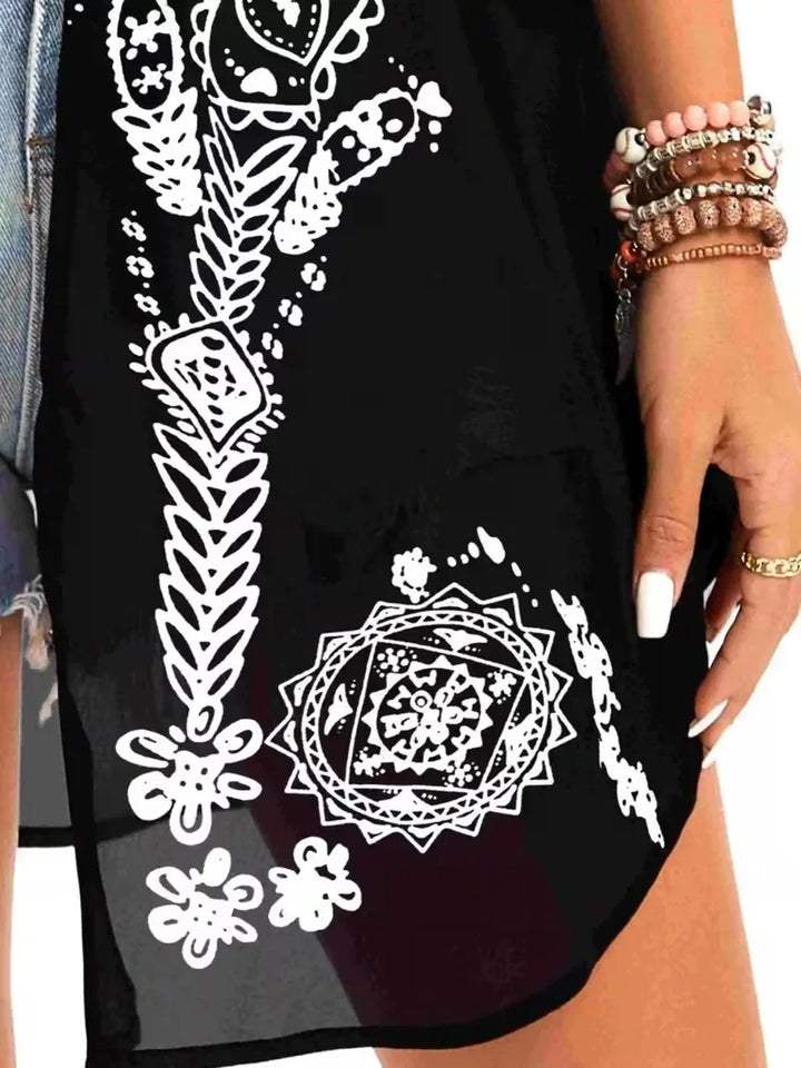 Chiffon kimono met bloemenprint