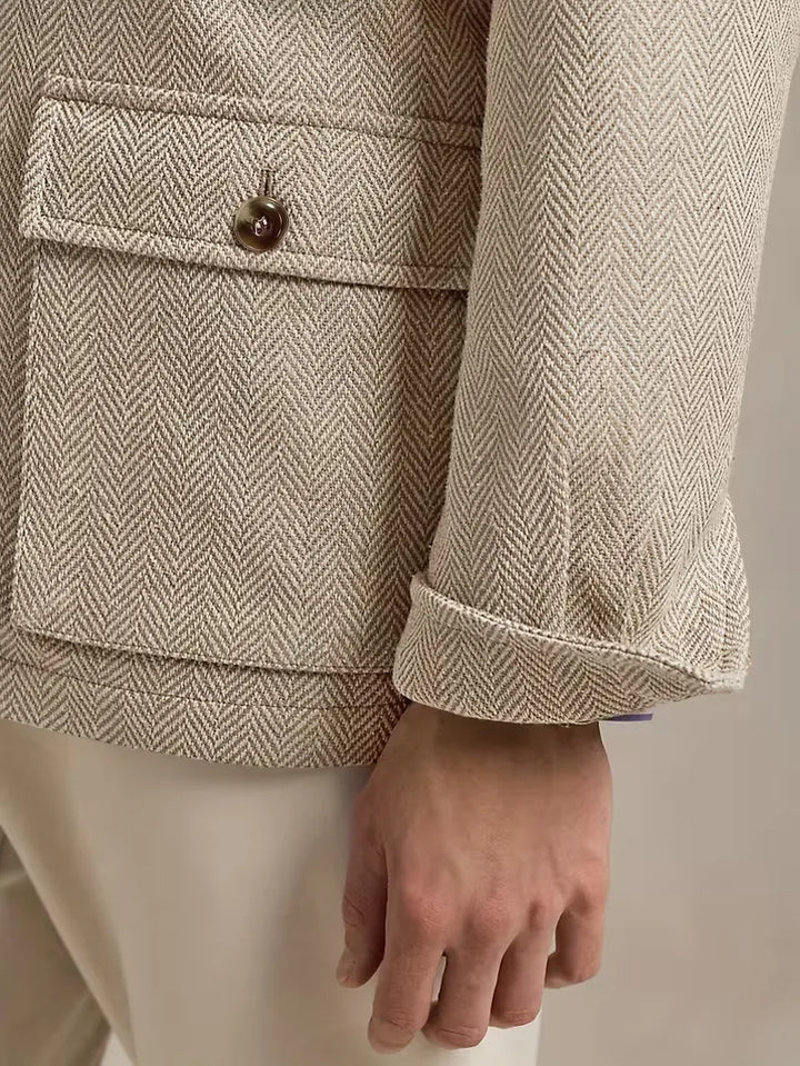 Trenchcoat met herringbone patroon