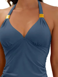 Tankini met V-hals en halter