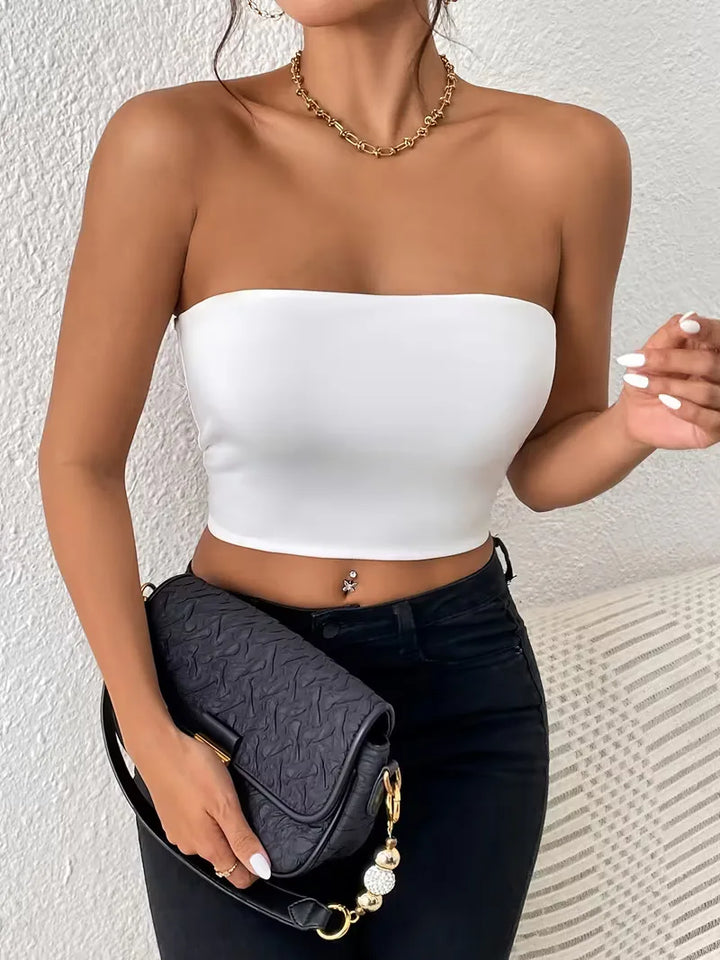 Strapless crop top slim fit