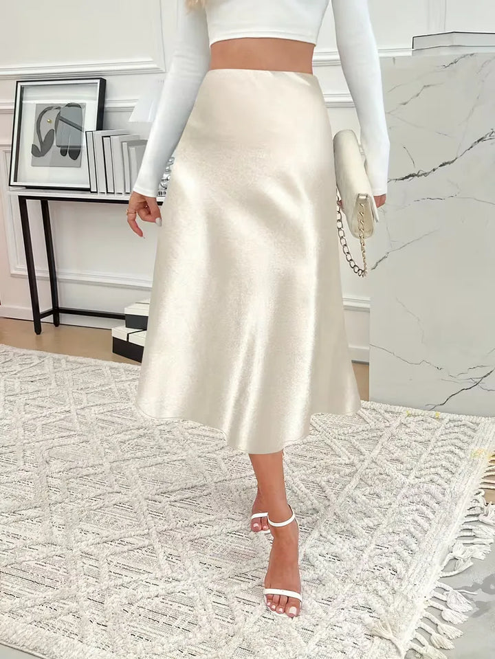 Satijnen rok met hoge taille