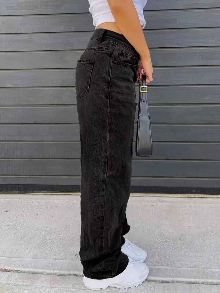 Straight jeans met mid-rise