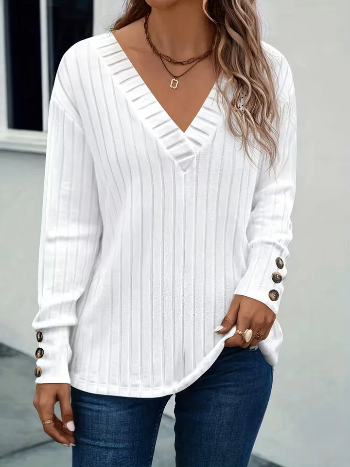 ribbed V-hals T-shirt