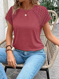 T-shirt met kantdetails korte mouw