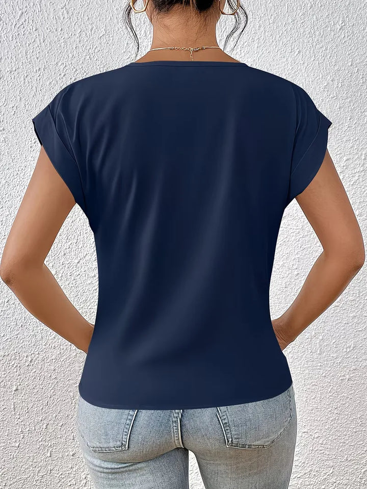 V-hals T-shirt met draped front