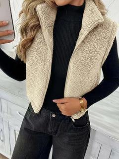 Vest met rits en faux shearling