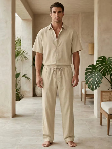 Korte mouw overhemd met lange broek